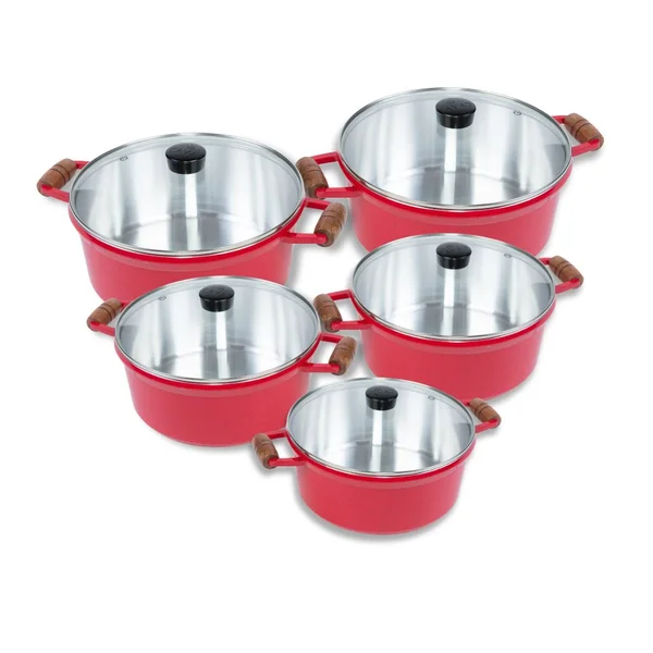 Jogo de Panelas De Alumínio CAVA Alças De Madeira