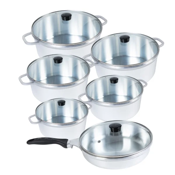 Jogo de Panelas + Frigideira De Alumínio CAVA Alças De Madeira